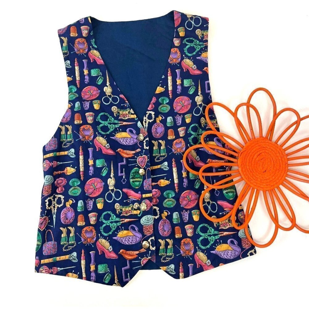 Vintage 90s Fairy Core Vest Ladies Size S/M Boho Indie Sewing Design Eclectic